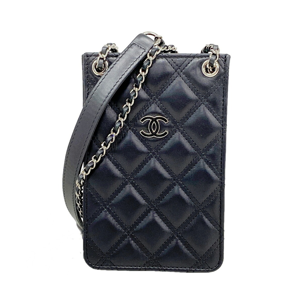 Chanel Matelassé Chain Shoulder Bag, Lambskin, Black, Women's